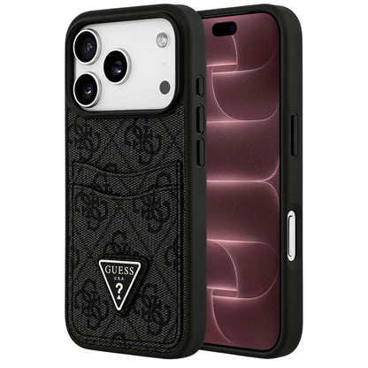 Husa pentru Apple iPhone 18 Pro Max / 17 Pro Max, Guess, 4G Double Card Triangle, Neagra