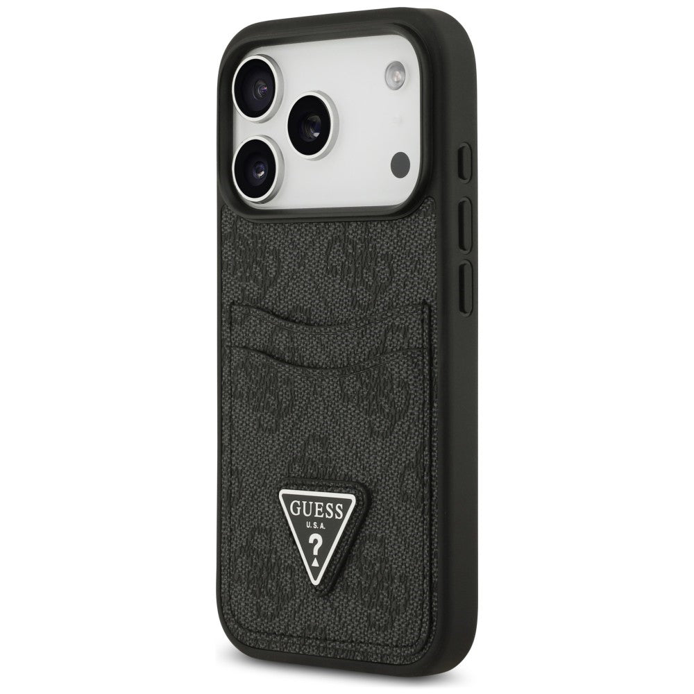 Husa pentru Apple iPhone 18 Pro Max / 17 Pro Max, Guess, 4G Double Card Triangle, Neagra