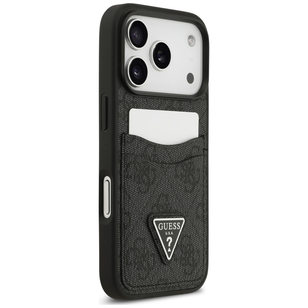 Husa pentru Apple iPhone 18 Pro Max / 17 Pro Max, Guess, 4G Double Card Triangle, Neagra