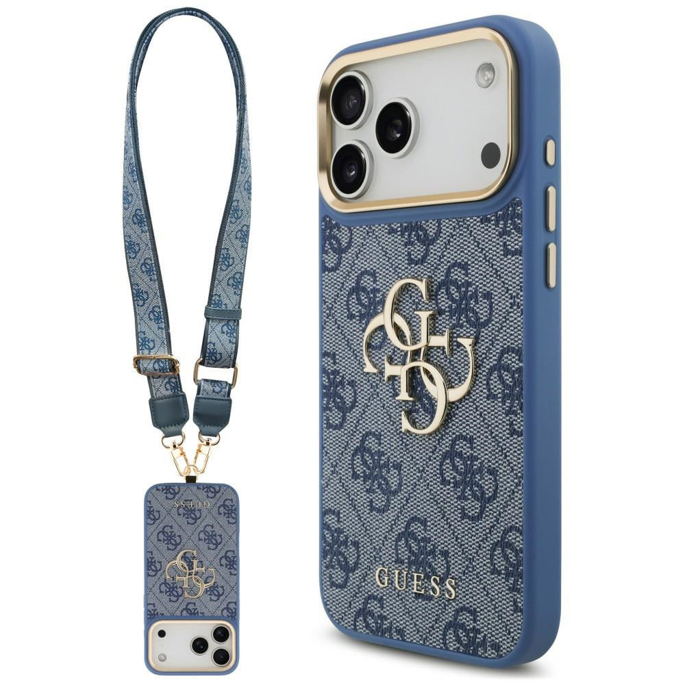 Husa pentru Apple iPhone 18 Pro Max / 17 Pro Max, Guess, Big 4G Classic Logo & Big Strap Metal Buttons, Albastra