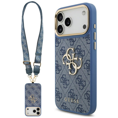 Husa pentru Apple iPhone 18 Pro Max / 17 Pro Max, Guess, Big 4G Classic Logo & Big Strap Metal Buttons, Albastra