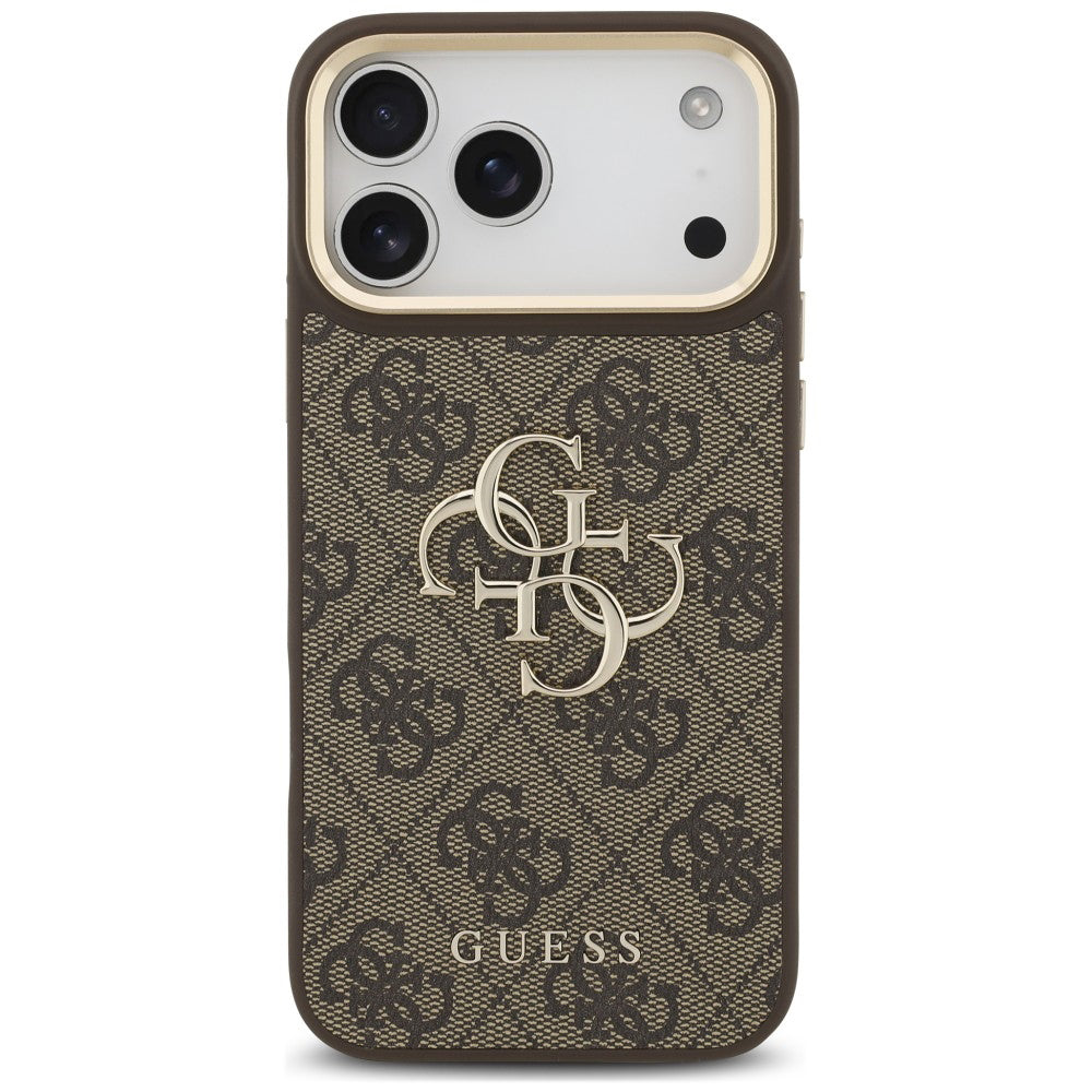 Husa pentru Apple iPhone 18 Pro Max / 17 Pro Max, Guess, Big 4G Classic Logo & Big Strap Metal Buttons, Maro
