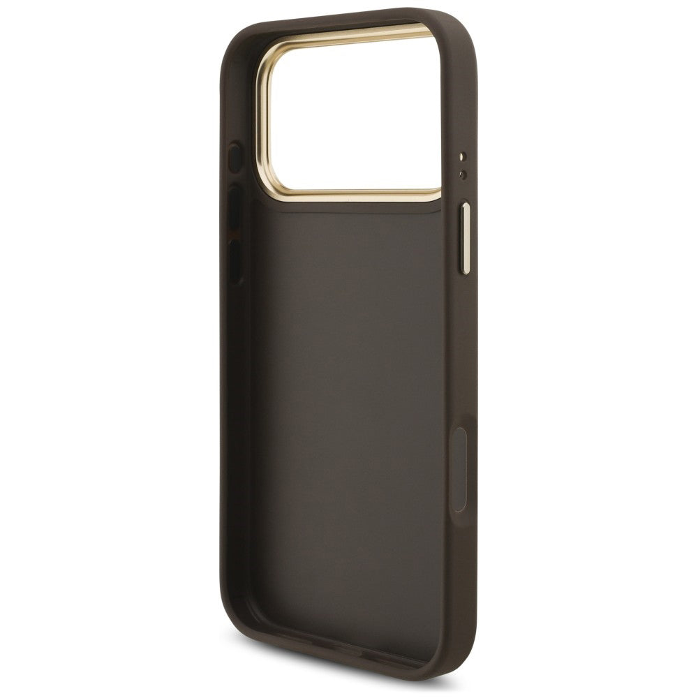 Husa pentru Apple iPhone 18 Pro Max / 17 Pro Max, Guess, Big 4G Classic Logo & Big Strap Metal Buttons, Maro