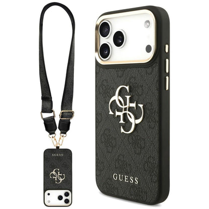 Husa pentru Apple iPhone 18 Pro Max / 17 Pro Max, Guess, Big 4G Classic Logo & Big Strap Metal Buttons, Neagra