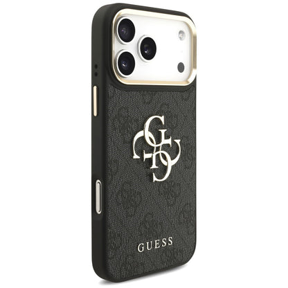 Husa pentru Apple iPhone 18 Pro Max / 17 Pro Max, Guess, Big 4G Classic Logo & Big Strap Metal Buttons, Neagra