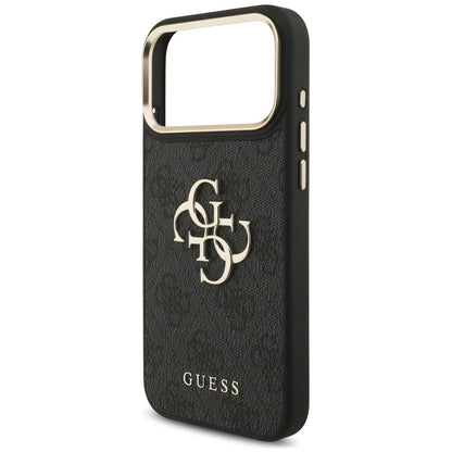Husa pentru Apple iPhone 18 Pro Max / 17 Pro Max, Guess, Big 4G Classic Logo & Big Strap Metal Buttons, Neagra