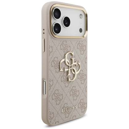 Husa pentru Apple iPhone 18 Pro Max / 17 Pro Max, Guess, Big 4G Classic Logo & Big Strap Metal Buttons, Roz