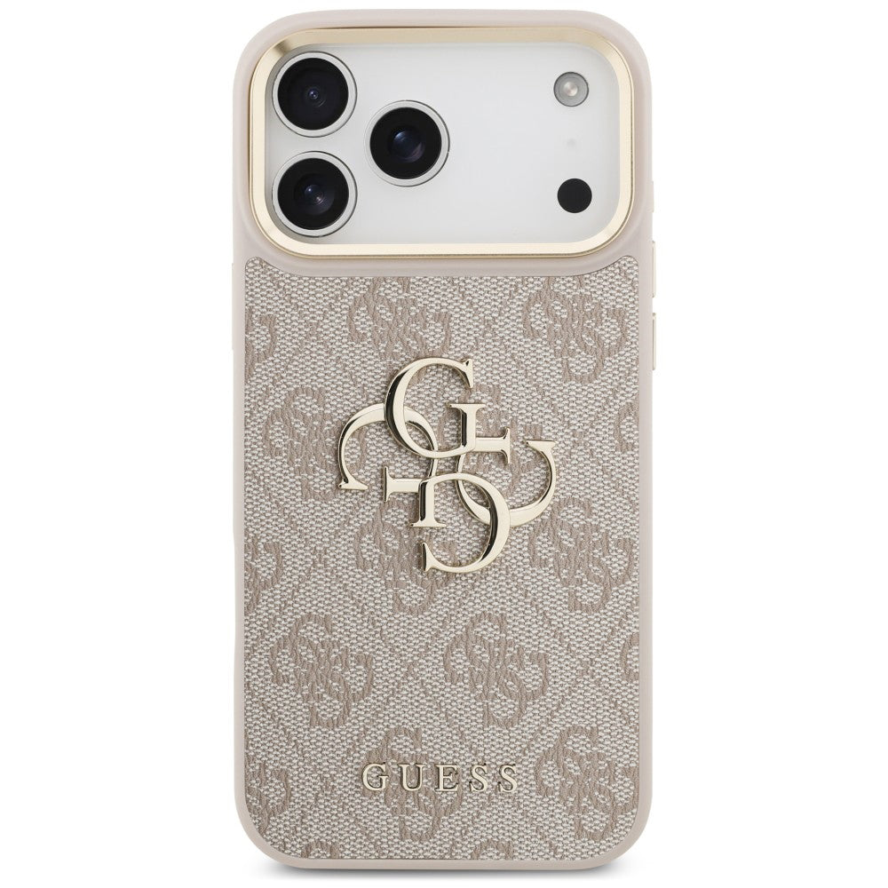 Husa pentru Apple iPhone 18 Pro Max / 17 Pro Max, Guess, Big 4G Classic Logo & Big Strap Metal Buttons, Roz