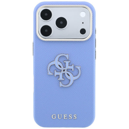 Husa pentru Apple iPhone 18 Pro Max / 17 Pro Max, Guess, Grained Big Resin Logo, Bleu