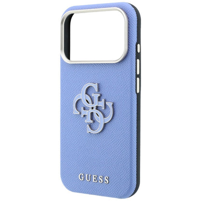Husa pentru Apple iPhone 18 Pro Max / 17 Pro Max, Guess, Grained Big Resin Logo, Bleu