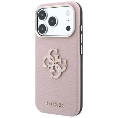 Husa pentru Apple iPhone 18 Pro Max / 17 Pro Max, Guess, Grained Big Resin Logo, Roz