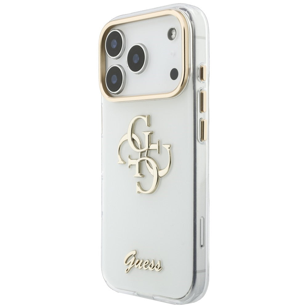 Husa pentru Apple iPhone 18 Pro Max / 17 Pro Max, Guess, IML 4G Metal Script, Alba