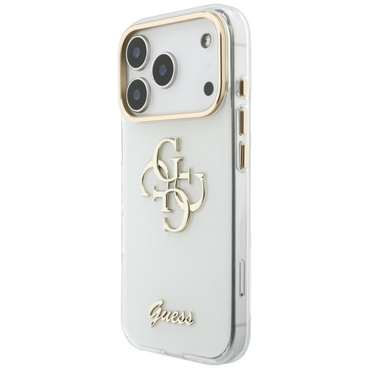 Husa pentru Apple iPhone 18 Pro Max / 17 Pro Max, Guess, IML 4G Metal Script, Alba