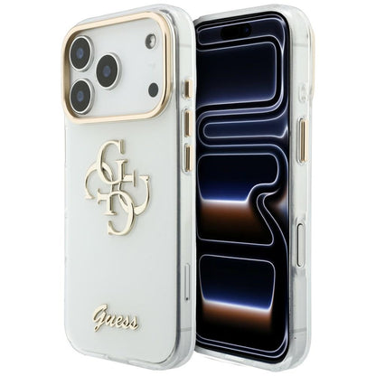 Husa pentru Apple iPhone 18 Pro Max / 17 Pro Max, Guess, IML 4G Metal Script, Alba
