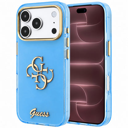 Husa pentru Apple iPhone 18 Pro Max / 17 Pro Max, Guess, IML 4G Metal Script, Bleu