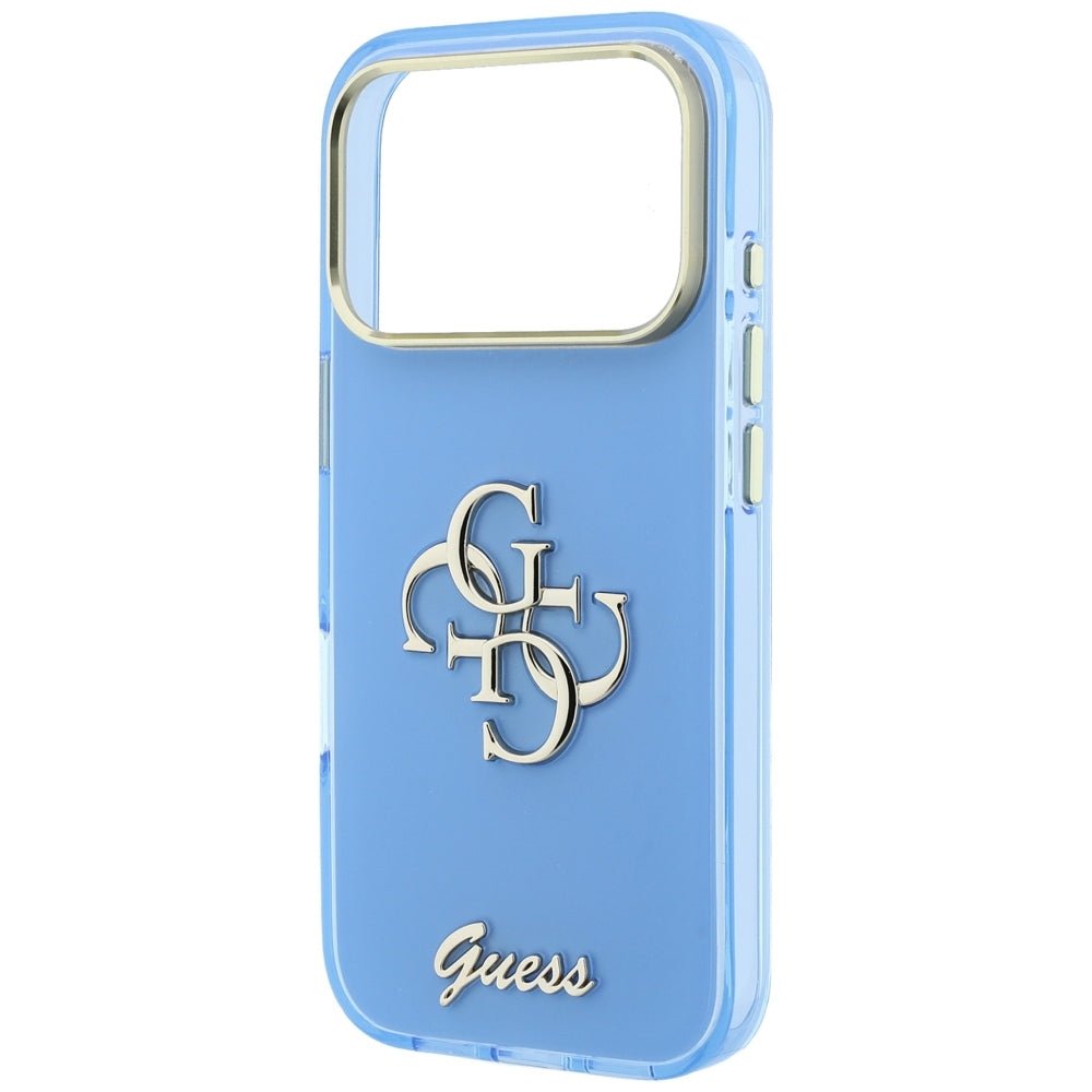Husa pentru Apple iPhone 18 Pro Max / 17 Pro Max, Guess, IML 4G Metal Script, Bleu