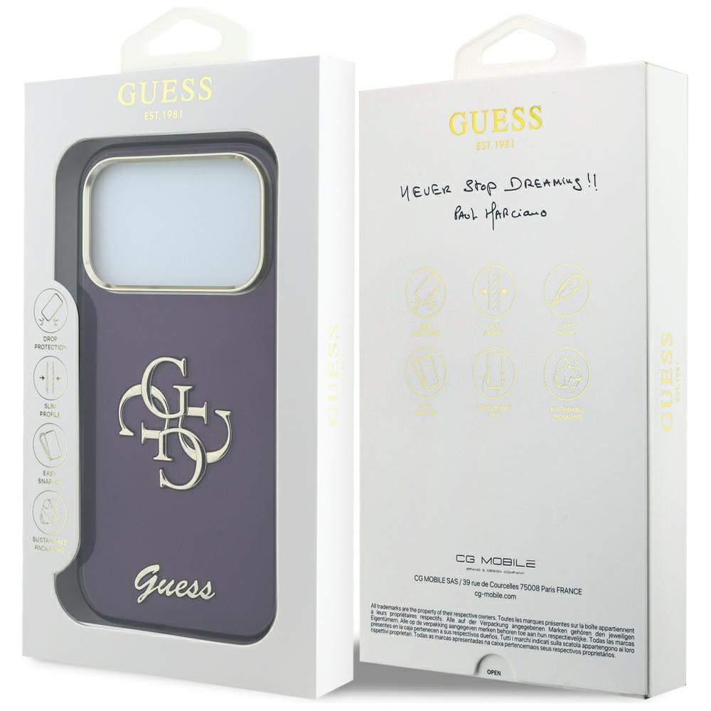 Husa pentru Apple iPhone 18 Pro Max / 17 Pro Max, Guess, IML 4G Metal Script, Visinie