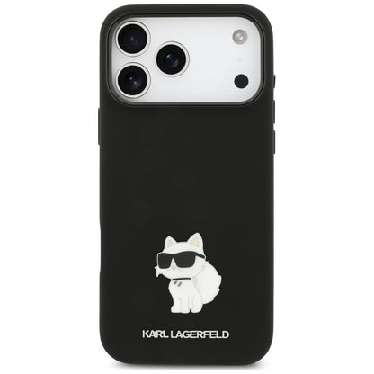 Husa pentru Apple iPhone 18 Pro Max / 17 Pro Max, Karl Lagerfeld, Choupette Metal Pin, Neagra