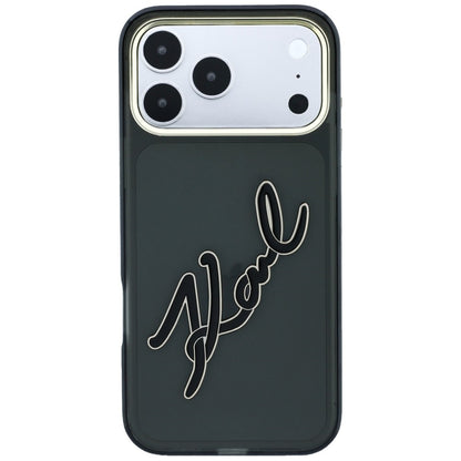 Husa pentru Apple iPhone 18 Pro Max / 17 Pro Max, Karl Lagerfeld, IML Big Signature Resin Logo Metal Frame, Neagra