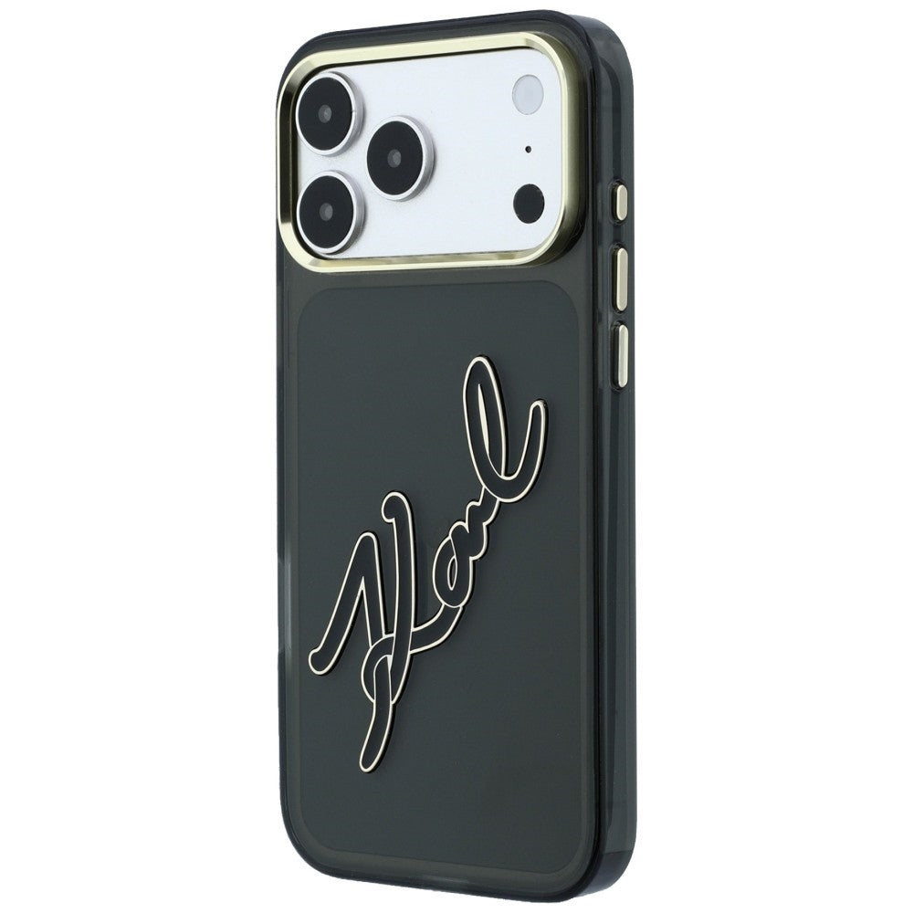 Husa pentru Apple iPhone 18 Pro Max / 17 Pro Max, Karl Lagerfeld, IML Big Signature Resin Logo Metal Frame, Neagra