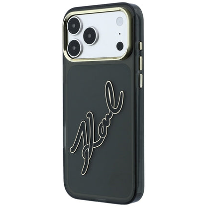Husa pentru Apple iPhone 18 Pro Max / 17 Pro Max, Karl Lagerfeld, IML Big Signature Resin Logo Metal Frame, Neagra