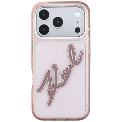Husa pentru Apple iPhone 18 Pro Max / 17 Pro Max, Karl Lagerfeld, IML Big Signature Resin Logo Metal Frame, Roz