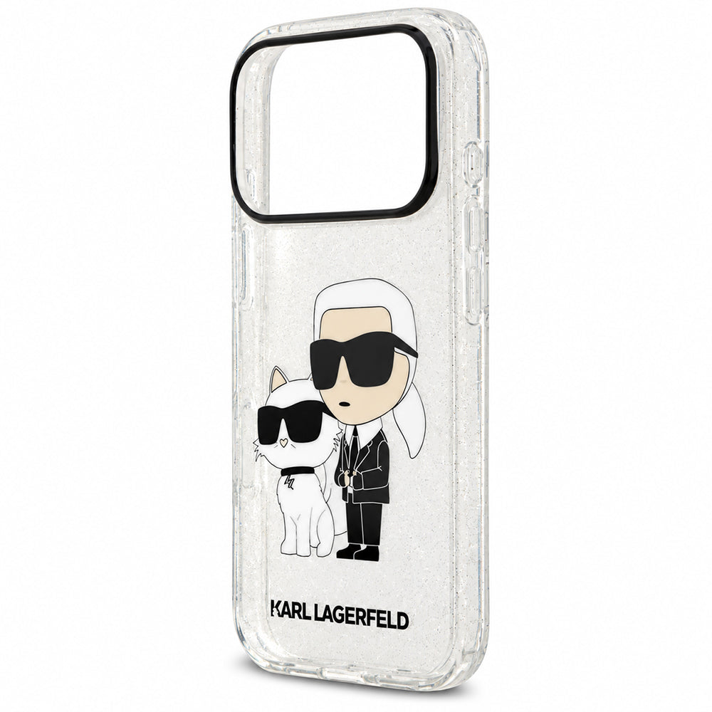 Husa pentru Apple iPhone 18 Pro Max / 17 Pro Max, Karl Lagerfeld, IML Glitter Karl and Choupette NFT, Transparenta