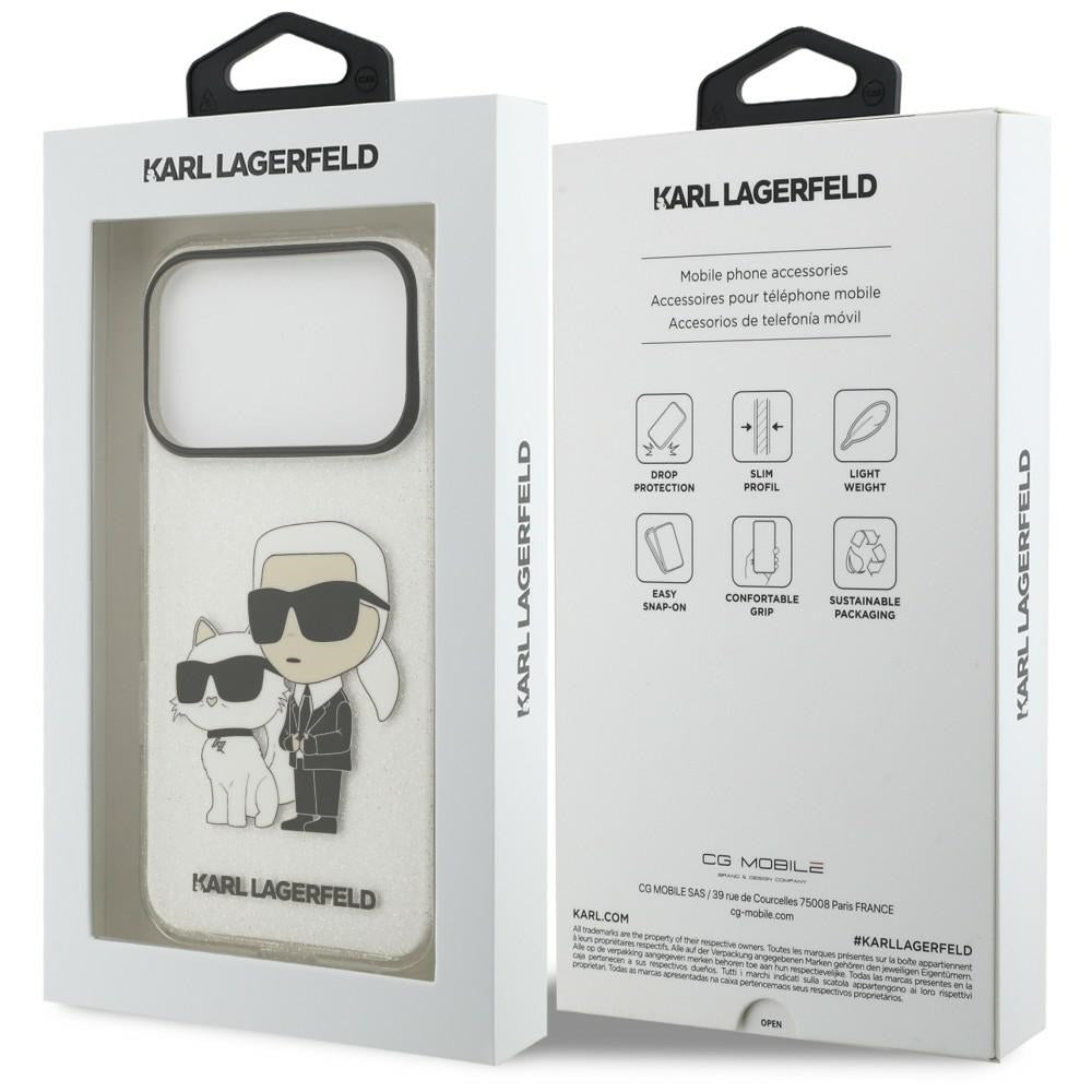 Husa pentru Apple iPhone 18 Pro Max / 17 Pro Max, Karl Lagerfeld, IML Glitter Karl and Choupette NFT, Transparenta