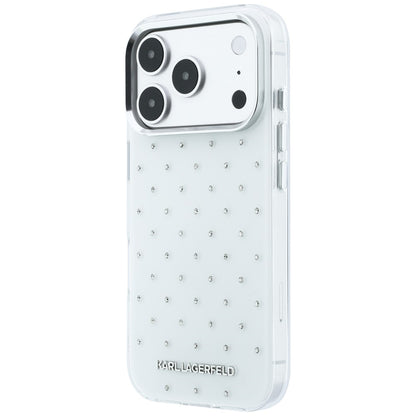 Husa pentru Apple iPhone 18 Pro Max / 17 Pro Max, Karl Lagerfeld, IML Rhinestones and Electroplated Logo, Alba