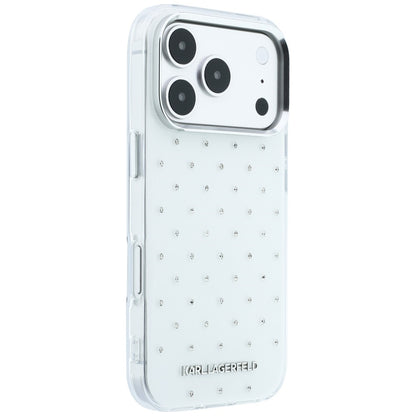 Husa pentru Apple iPhone 18 Pro Max / 17 Pro Max, Karl Lagerfeld, IML Rhinestones and Electroplated Logo, Alba