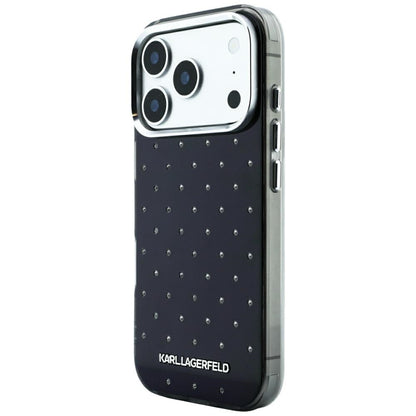 Husa pentru Apple iPhone 18 Pro Max / 17 Pro Max, Karl Lagerfeld, IML Rhinestones and Electroplated Logo, Neagra