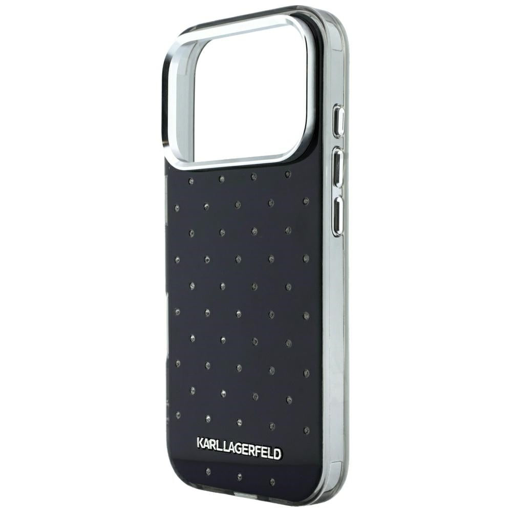 Husa pentru Apple iPhone 18 Pro Max / 17 Pro Max, Karl Lagerfeld, IML Rhinestones and Electroplated Logo, Neagra