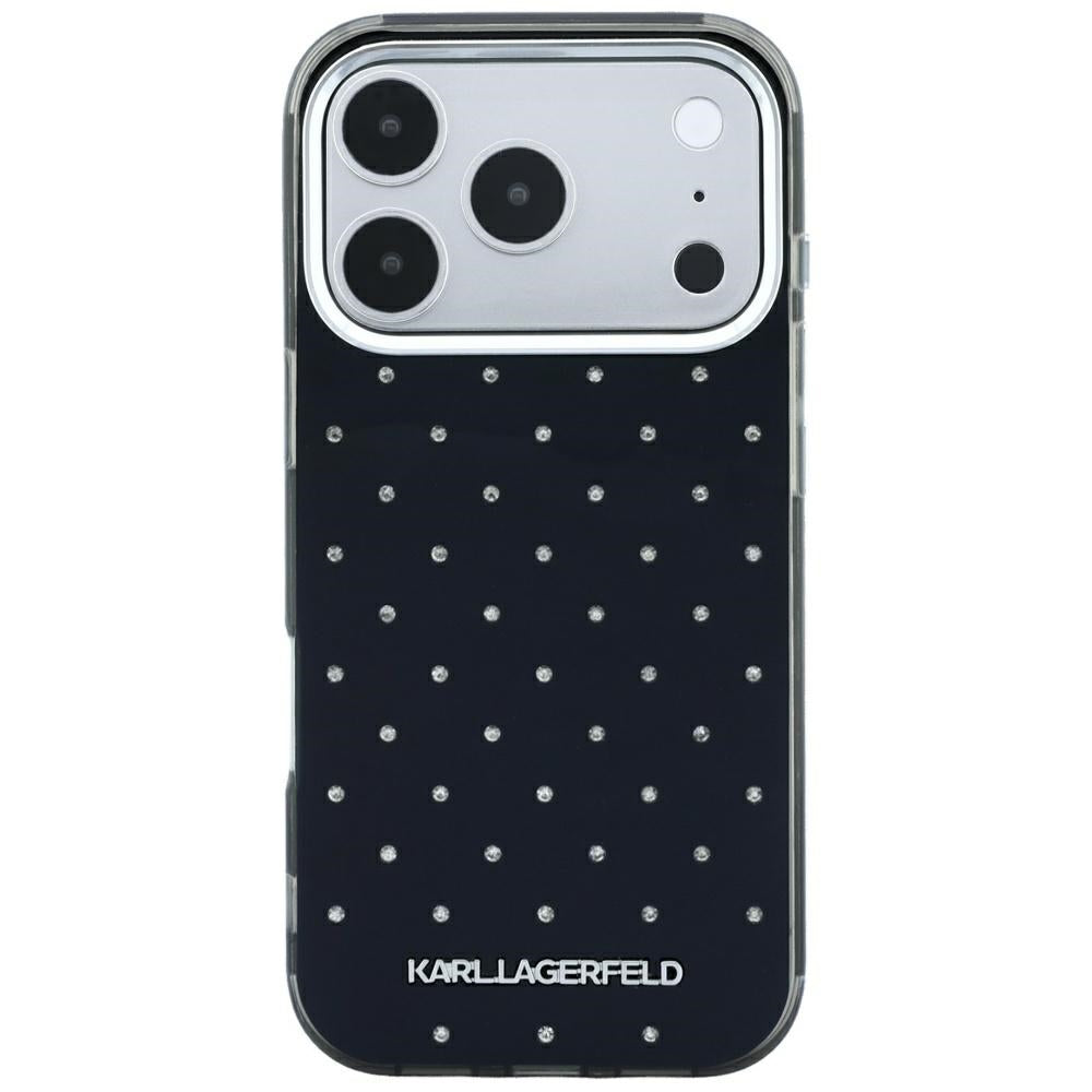 Husa pentru Apple iPhone 18 Pro Max / 17 Pro Max, Karl Lagerfeld, IML Rhinestones and Electroplated Logo, Neagra