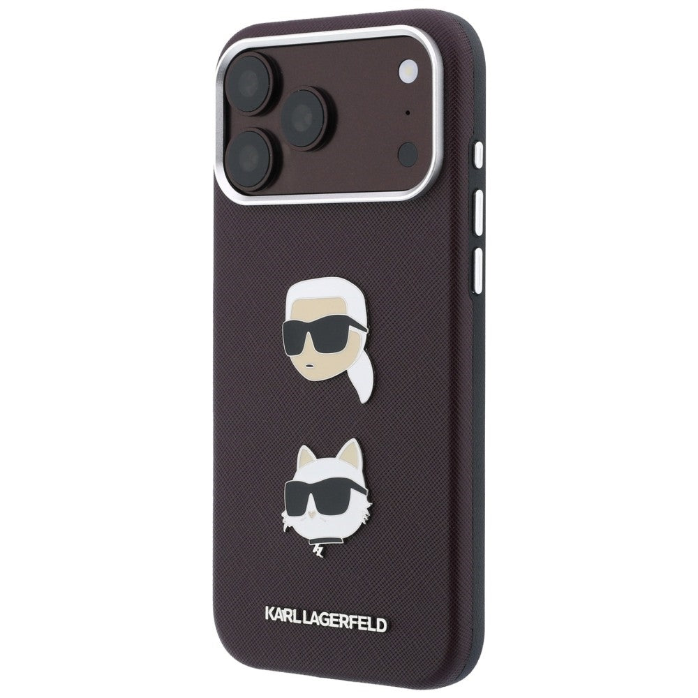 Husa pentru Apple iPhone 18 Pro Max / 17 Pro Max, Karl Lagerfeld, Saffiano Crossbody Karl & Choupette Head's Pins Logo, Visinie