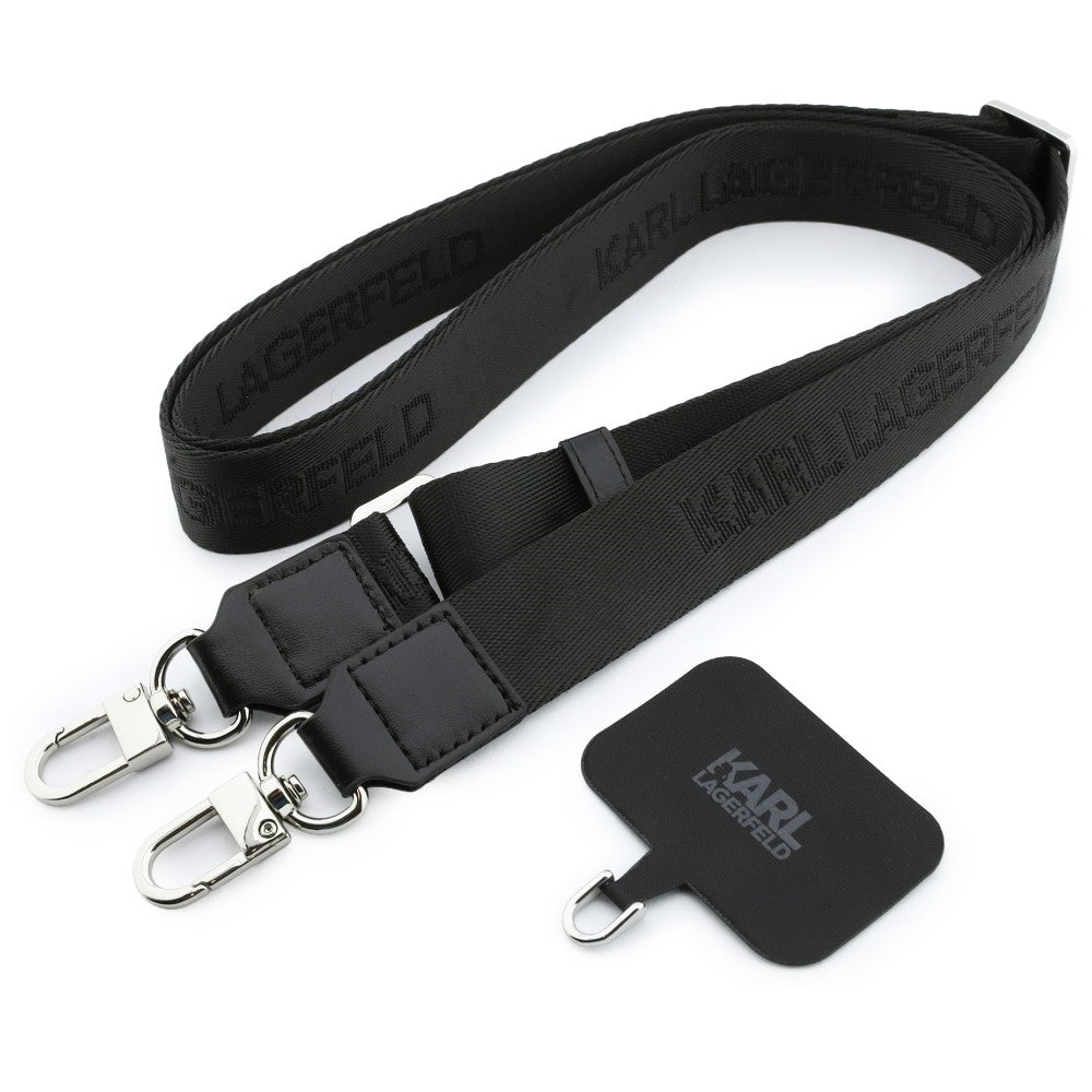 Husa pentru Apple iPhone 18 Pro Max / 17 Pro Max, Karl Lagerfeld, Saffiano Crossbody Karl & Choupette Head's Pins Logo, Visinie