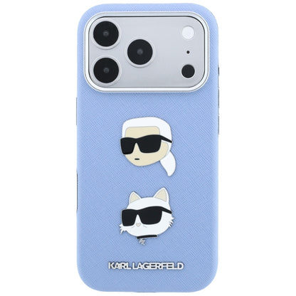 Husa pentru Apple iPhone 18 Pro Max / 17 Pro Max, Karl Lagerfeld, Saffiano with Karl & Choupette Head's Pin and Logo, Bleu