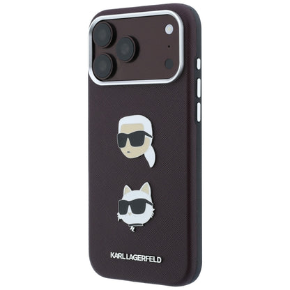 Husa pentru Apple iPhone 18 Pro Max / 17 Pro Max, Karl Lagerfeld, Saffiano with Karl & Choupette Head's Pin and Logo, Visinie