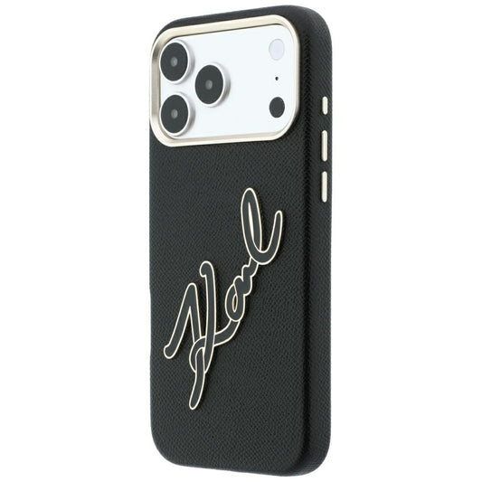 Husa pentru Apple iPhone 18 Pro Max / 17 Pro Max, Karl Lagerfeld, Smooth Big Resin Signature Logo, Neagra