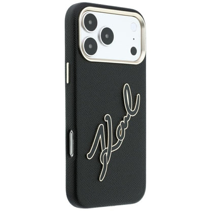 Husa pentru Apple iPhone 18 Pro Max / 17 Pro Max, Karl Lagerfeld, Smooth Big Resin Signature Logo, Neagra