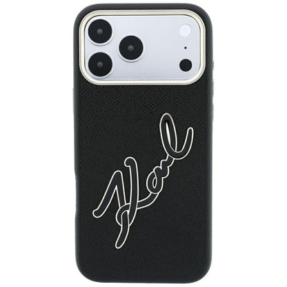 Husa pentru Apple iPhone 18 Pro Max / 17 Pro Max, Karl Lagerfeld, Smooth Big Resin Signature Logo, Neagra