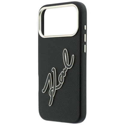 Husa pentru Apple iPhone 18 Pro Max / 17 Pro Max, Karl Lagerfeld, Smooth Big Resin Signature Logo, Neagra