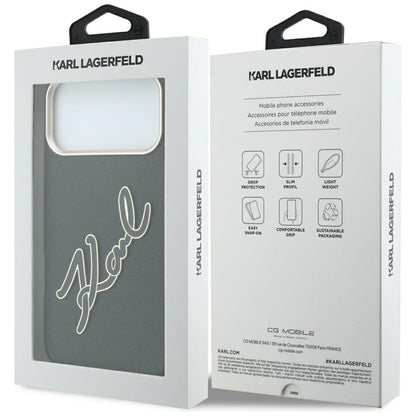 Husa pentru Apple iPhone 18 Pro Max / 17 Pro Max, Karl Lagerfeld, Smooth Big Resin Signature Logo, Neagra