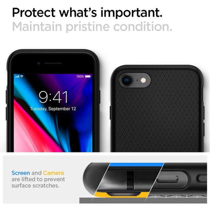 Husa pentru Apple iPhone SE (2022) / SE (2020) / 8 / 7, Spigen, Liquid Air, Neagra 042CS20511