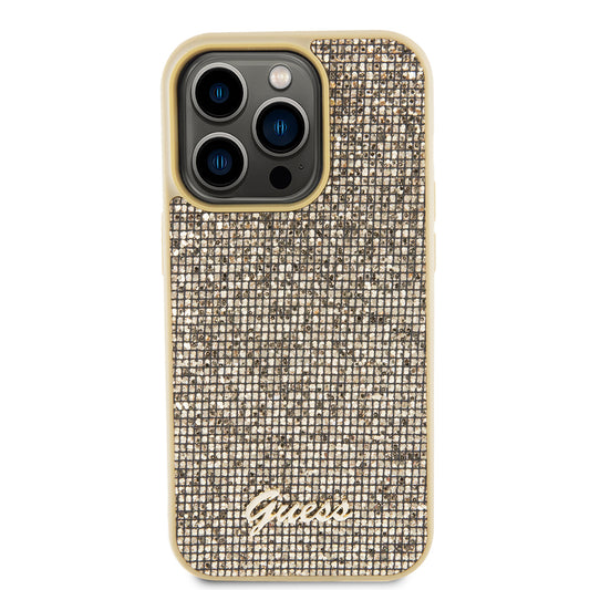Husa pentru Apple iPhone 15 Pro, Guess, PU Square Mirror Script Logo, Aurie GUHCP15LPMSDGSD