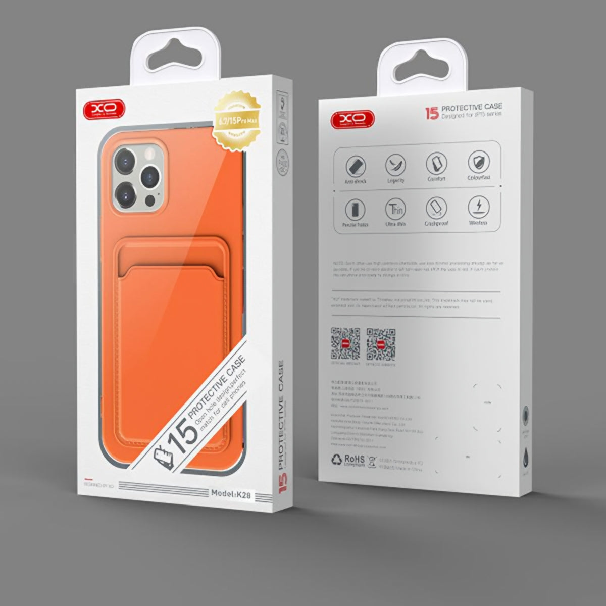 Husa pentru Apple iPhone 15 Pro, XO Design, Card Slot, Portocalie