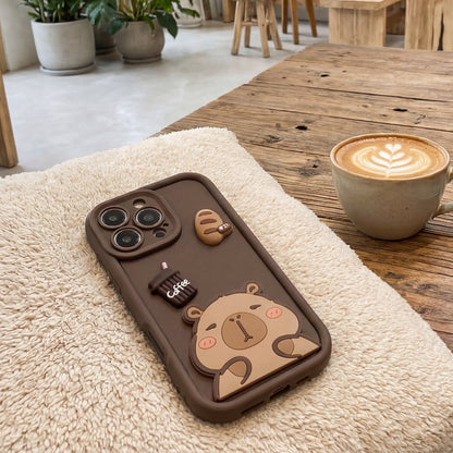 Husa pentru Apple iPhone 16, OEM, Ultra Trendy 3D Capybara, Maro