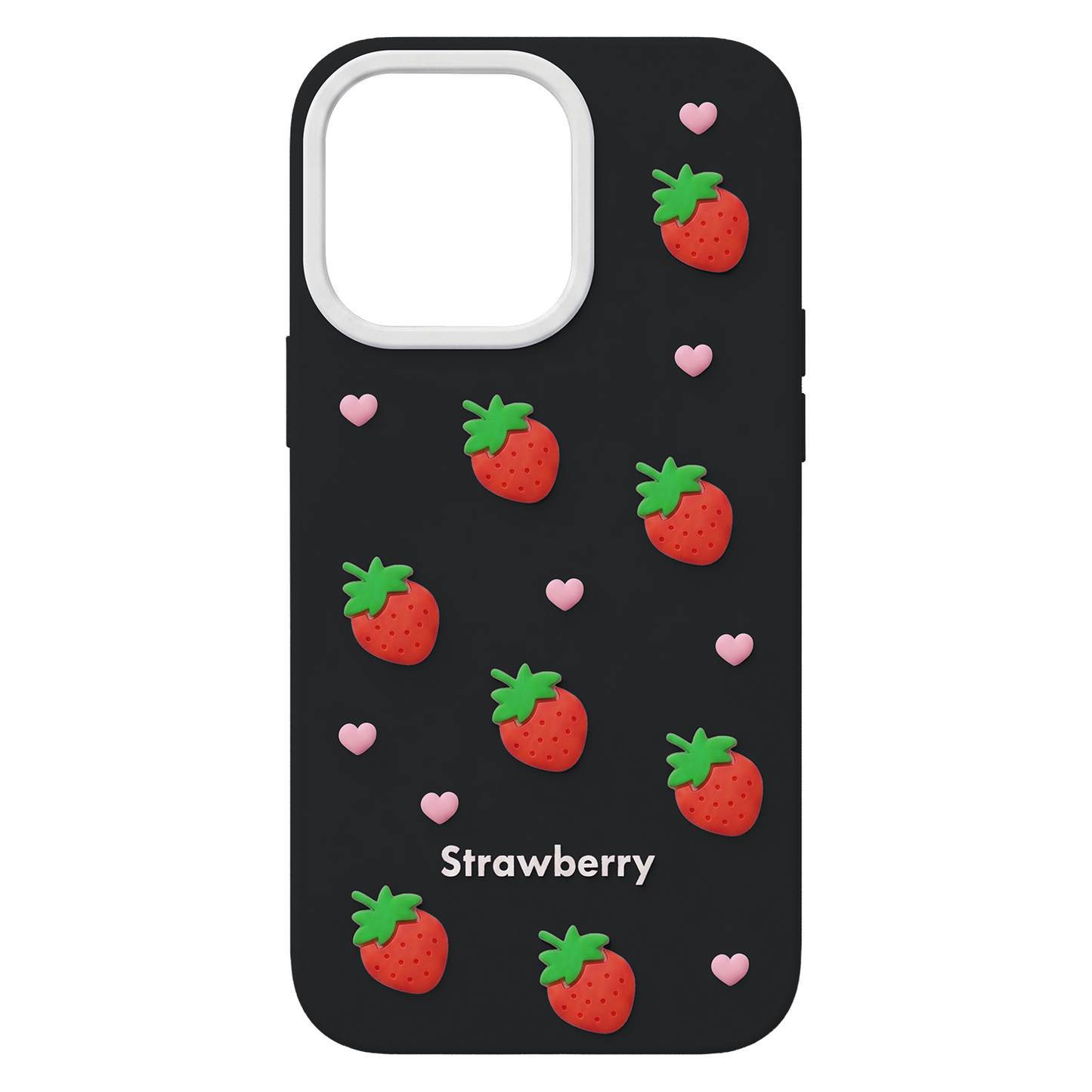 Husa pentru Apple iPhone 12 / 12 Pro, OEM, Strawberry, Neagra