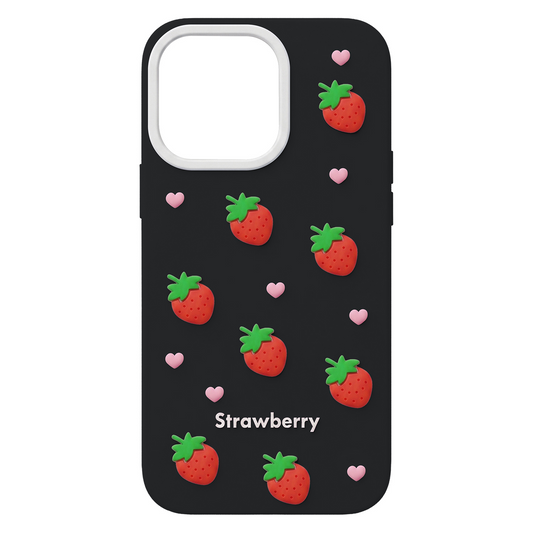 Husa pentru Apple iPhone 12 / 12 Pro, OEM, Strawberry, Neagra