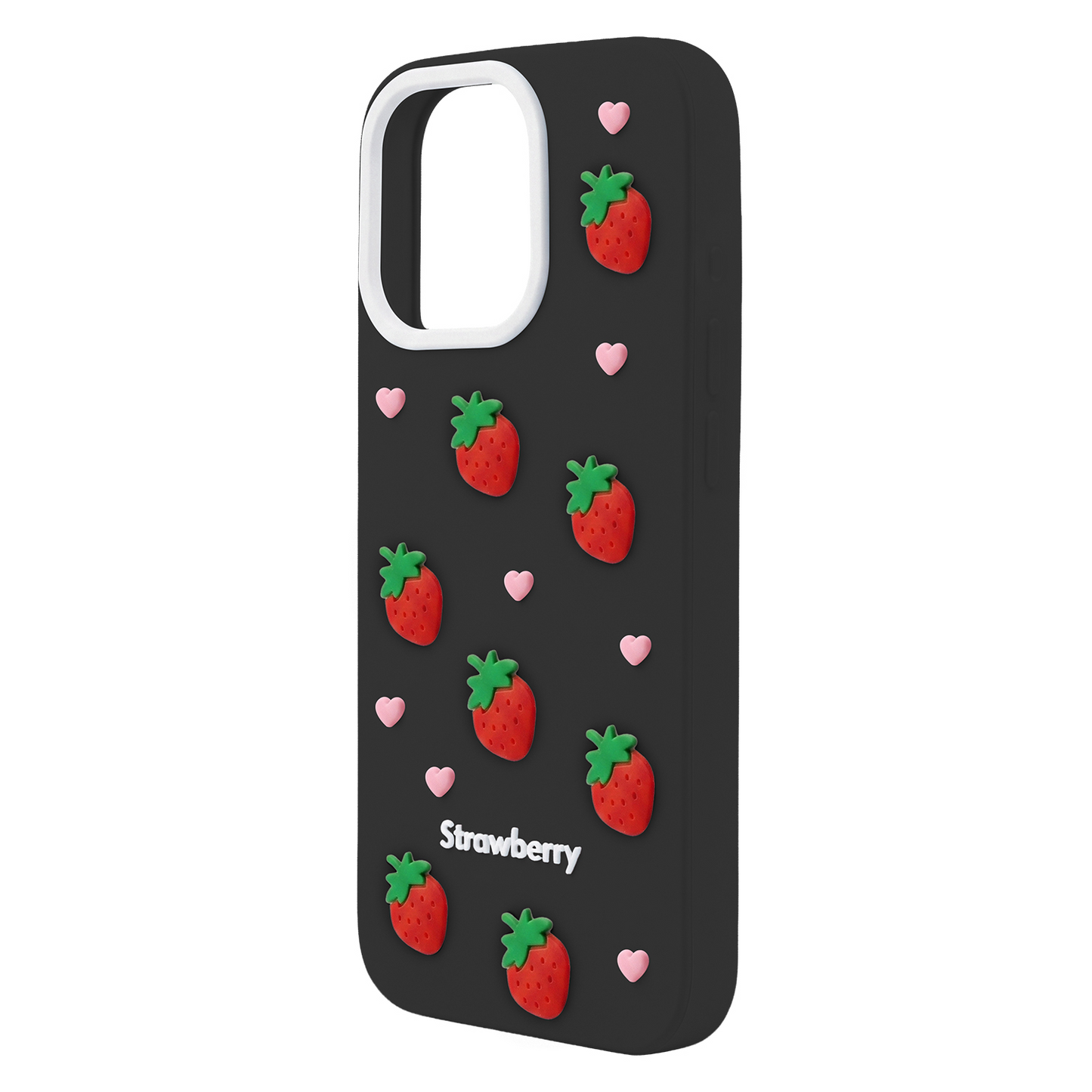 Husa pentru Apple iPhone 15 Pro / 14 Pro, OEM, Strawberry, Neagra