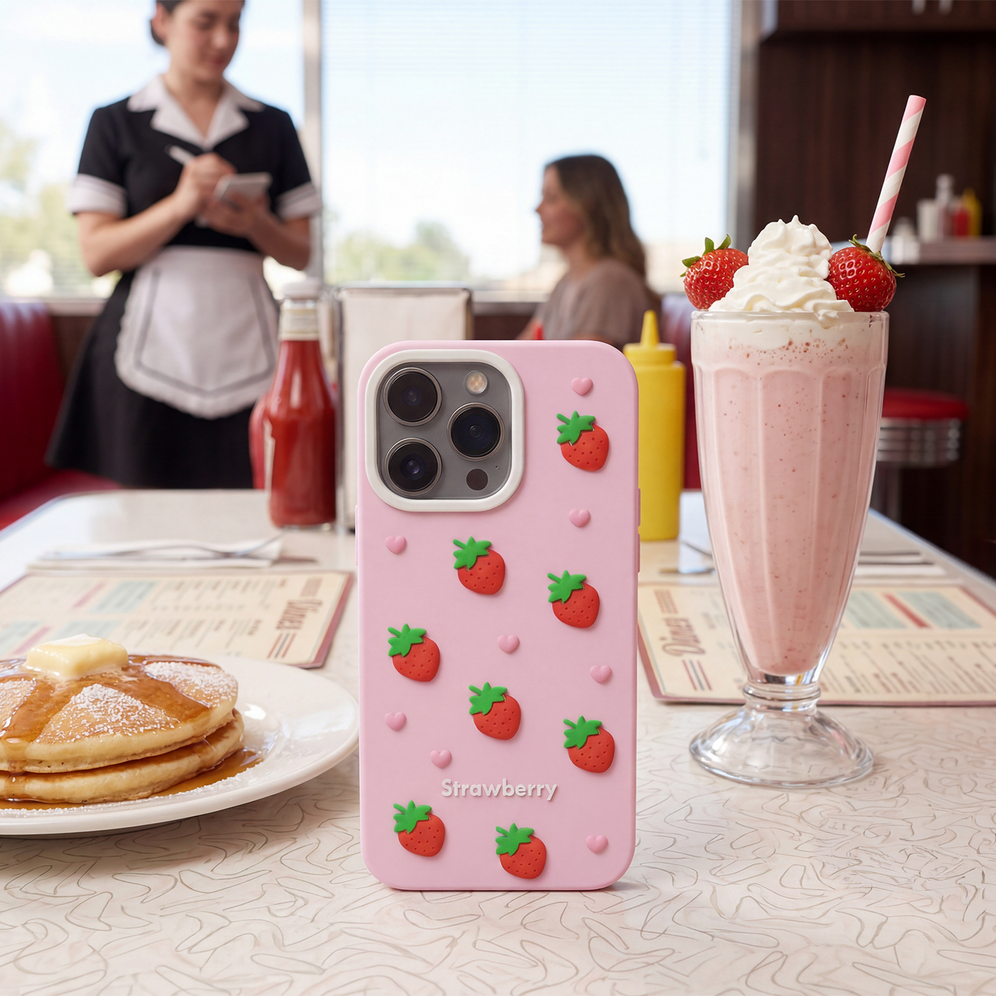 Husa pentru Apple iPhone 15 / 14 / 13, OEM, Strawberry, Roz